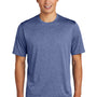 Sport-Tek Mens Contender Heather Moisture Wicking Short Sleeve Crewneck T-Shirt - Heather True Royal Blue