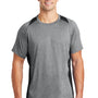 Sport-Tek Mens Contender Heather Moisture Wicking Short Sleeve Crewneck T-Shirt - Heather Vintage Grey/Black