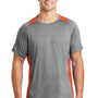 Sport-Tek Mens Contender Heather Moisture Wicking Short Sleeve Crewneck T-Shirt - Heather Vintage Grey/Deep Orange