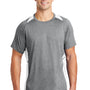 Sport-Tek Mens Contender Heather Moisture Wicking Short Sleeve Crewneck T-Shirt - Heather Vintage Grey/White - Closeout