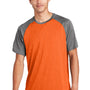 Sport-Tek Mens Contender Heather Moisture Wicking Short Sleeve Crewneck T-Shirt - Heather Deep Orange/Heather Graphite Grey - Closeout