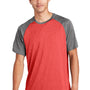 Sport-Tek Mens Contender Heather Moisture Wicking Short Sleeve Crewneck T-Shirt - Heather Scarlet Red/Heather Graphite Grey - Closeout