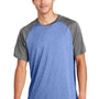 Sport-Tek Mens Contender Heather Moisture Wicking Short Sleeve Crewneck T-Shirt - Heather True Royal Blue/Heather Graphite Grey - Closeout
