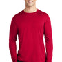 Sport-Tek Mens Moisture Wicking Long Sleeve Crewneck T-Shirt - Deep Red