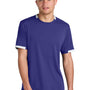 Sport-Tek Mens Club Moisture Wicking Short Sleeve Crewneck T-Shirt - Purple/White