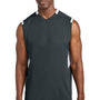 Sport-Tek Mens Club Moisture Wicking V-Neck Tank Top - Iron Grey/White