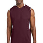 Sport-Tek Mens Club Moisture Wicking V-Neck Tank Top - Maroon/White