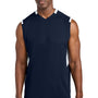 Sport-Tek Mens Club Moisture Wicking V-Neck Tank Top - True Navy Blue/White