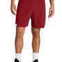 Sport-Tek Mens Club Moisture Wicking Shorts - Deep Red/White