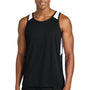 Sport-Tek Mens Club Track Tank Top - Black/White - NEW