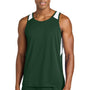 Sport-Tek Mens Club Track Tank Top - Forest Green/White - NEW