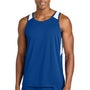 Sport-Tek Mens Club Track Tank Top - True Royal Blue/White - NEW
