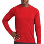 Sport-Tek Mens Rashguard Moisture Wicking Long Sleeve Crewneck T-Shirt - True Red - Closeout