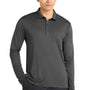 Sport-Tek Mens Moisture Wicking Long Sleeve Polo Shirt - Dark Smoke Grey