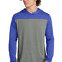 Sport-Tek Mens Halftime Long Sleeve Hooded T-Shirt Hoodie - Heather Vintage Grey/True Royal Blue