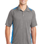 Sport-Tek Mens Heather Contender Moisture Wicking Short Sleeve Polo Shirt - Heather Vintage Grey/Carolina Blue - Closeout