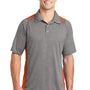 Sport-Tek Mens Heather Contender Moisture Wicking Short Sleeve Polo Shirt - Heather Vintage Grey/Deep Orange