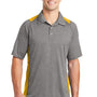 Sport-Tek Mens Heather Contender Moisture Wicking Short Sleeve Polo Shirt - Heather Vintage Grey/Gold