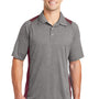 Sport-Tek Mens Heather Contender Moisture Wicking Short Sleeve Polo Shirt - Heather Vintage Grey/Maroon