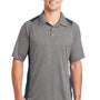 Sport-Tek Mens Heather Contender Moisture Wicking Short Sleeve Polo Shirt - Heather Vintage Grey/True Navy Blue