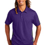 Sport-Tek Mens Active Mesh Moisture Wicking Short Sleeve Polo Shirt - Purple/Grey - Closeout