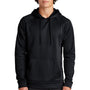 Sport-Tek Mens Re-Compete Fleece Anti Static Hooded Sweatshirt Hoodie w/ Pouch Pocket - Black