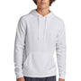 Sport-Tek Mens Re-Compete Fleece Anti Static Hooded Sweatshirt Hoodie w/ Pouch Pocket - White