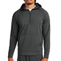 Sport-Tek Mens Sport-Wick Moisture Wicking 1/4 Zip Hooded Sweatshirt Hoodie w/ Pouch Pocket - Charcoal Grey