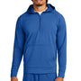 Sport-Tek Mens Sport-Wick Moisture Wicking 1/4 Zip Hooded Sweatshirt Hoodie w/ Pouch Pocket - True Royal Blue