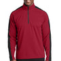 Sport-Tek Mens Sport-Wick Moisture Wicking 1/4 Zip Sweatshirt - Deep Red/Black - Closeout