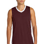 Sport-Tek Mens Rival Basketball Moisture Wicking Reversible Jersey Tank Top - Maroon/White