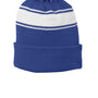 Sport-Tek Hats Unisex Stripe Pom Pom Beanie - True Royal Blue/White