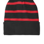 Sport-Tek Hats Unisex Striped Beanie - Black/True Red
