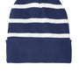 Sport-Tek Hats Unisex Striped Beanie - True Navy Blue/White