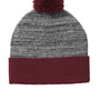 Sport-Tek Hats Unisex Heather Pom Pom Beanie - Maroon/Heather Grey