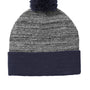 Sport-Tek Hats Unisex Heather Pom Pom Beanie - True Navy Blue/Heather Grey