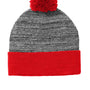 Sport-Tek Hats Unisex Heather Pom Pom Beanie - True Red/Heather Grey