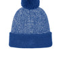 Sport-Tek Hats Mens Halftime Heather Pom Beanie - True Royal Blue/Silver Grey - COMING SOON