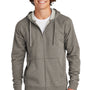 Sport-Tek Mens Drive Fleece Full Zip Hooded Sweatshirt Hoodie w/ Pockets - Heather Vintage Grey