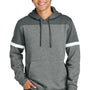 Sport-Tek Mens Drive Fleece Colorblock Hooded Sweatshirt Hoodie w/ Pouch Pocket - Dark Smoke Grey/Heather Vintage Grey