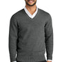 Port Authority Mens Easy Care Long Sleeve V-Neck Sweater - Heather Charcoal Grey