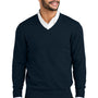 Port Authority Mens Easy Care Long Sleeve V-Neck Sweater - River Navy Blue