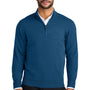 Port Authority Mens Easy Care Long Sleeve 1/4 Zip Sweater - Heather Aegean Blue