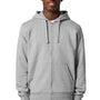 Stanley Stella Mens Mixer Full Zip Hooded Sweatshirt Hoodie w/ Pockets - Heather Grey