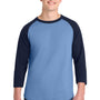 Sport-Tek Mens 3/4 Sleeve Crewneck T-Shirt - Carolina Blue/Navy Blue