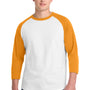 Sport-Tek Mens 3/4 Sleeve Crewneck T-Shirt - White/Gold