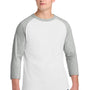 Sport-Tek Mens 3/4 Sleeve Crewneck T-Shirt - White/Heather Grey