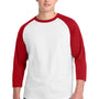 Sport-Tek Mens 3/4 Sleeve Crewneck T-Shirt - White/Red