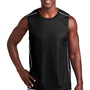 Sport-Tek Mens Moisture Wicking Mesh Reversible Tank Top - Black - Closeout