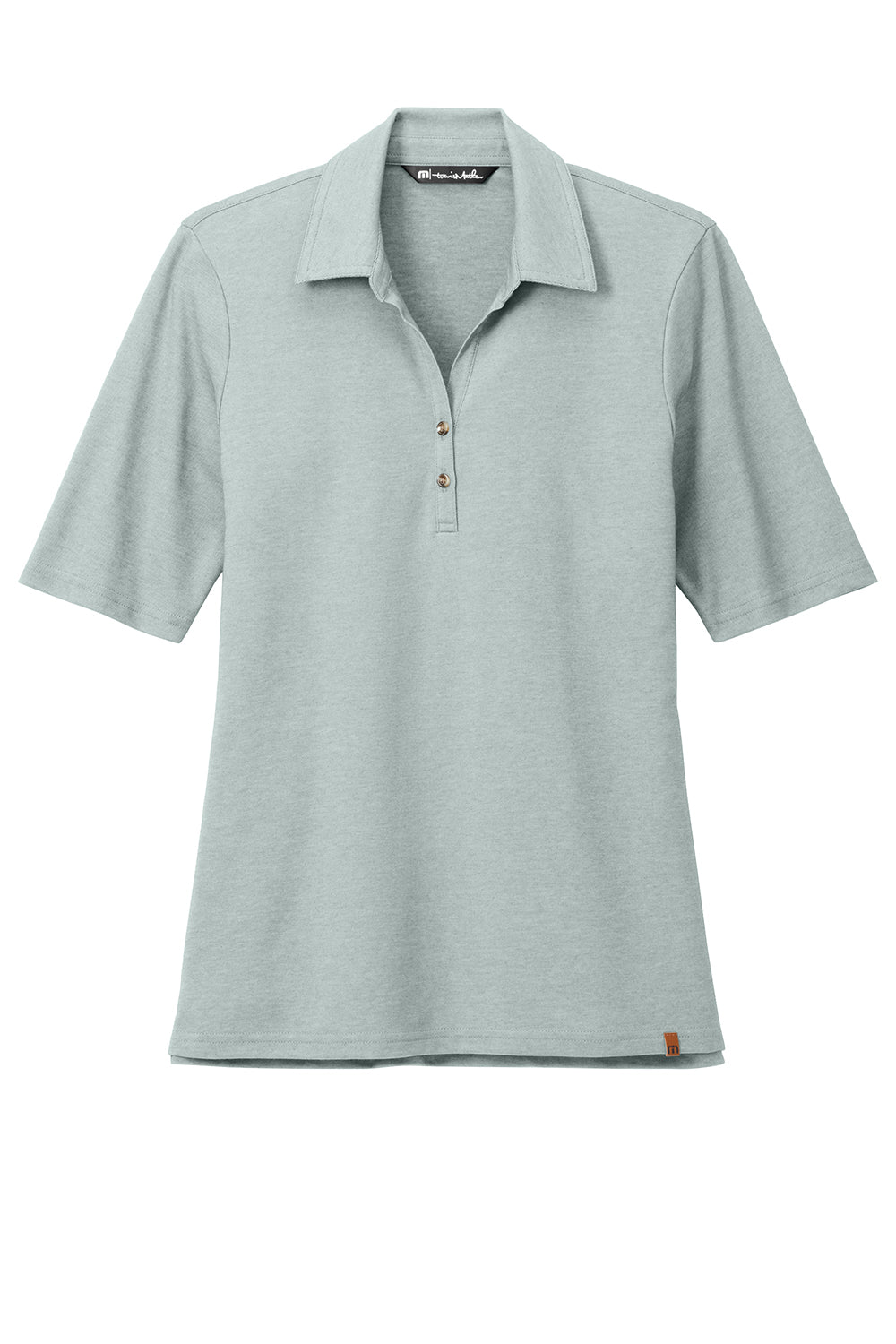 TravisMathew TM1LD004 Womens Sunsetters Wrinkle Resistant Short Sleeve Polo Shirt Heather Balsam Green Flat Front
